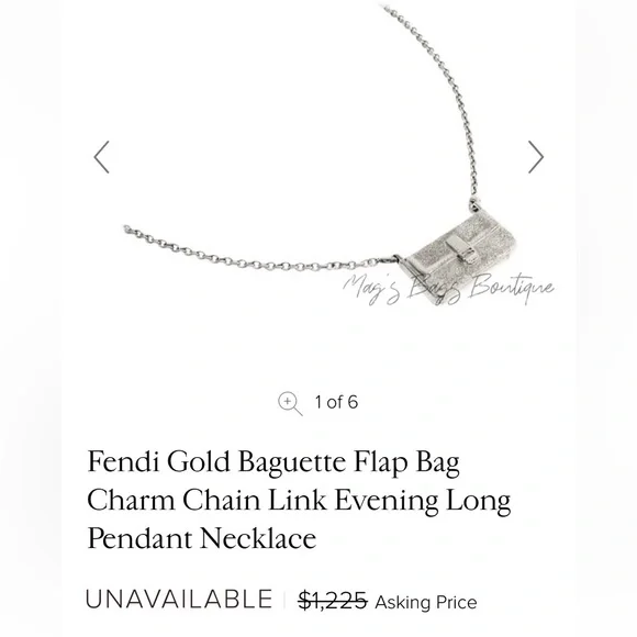 Fendi: Baguette Bag Silver Necklace *RARE* - Picture 4 of 10